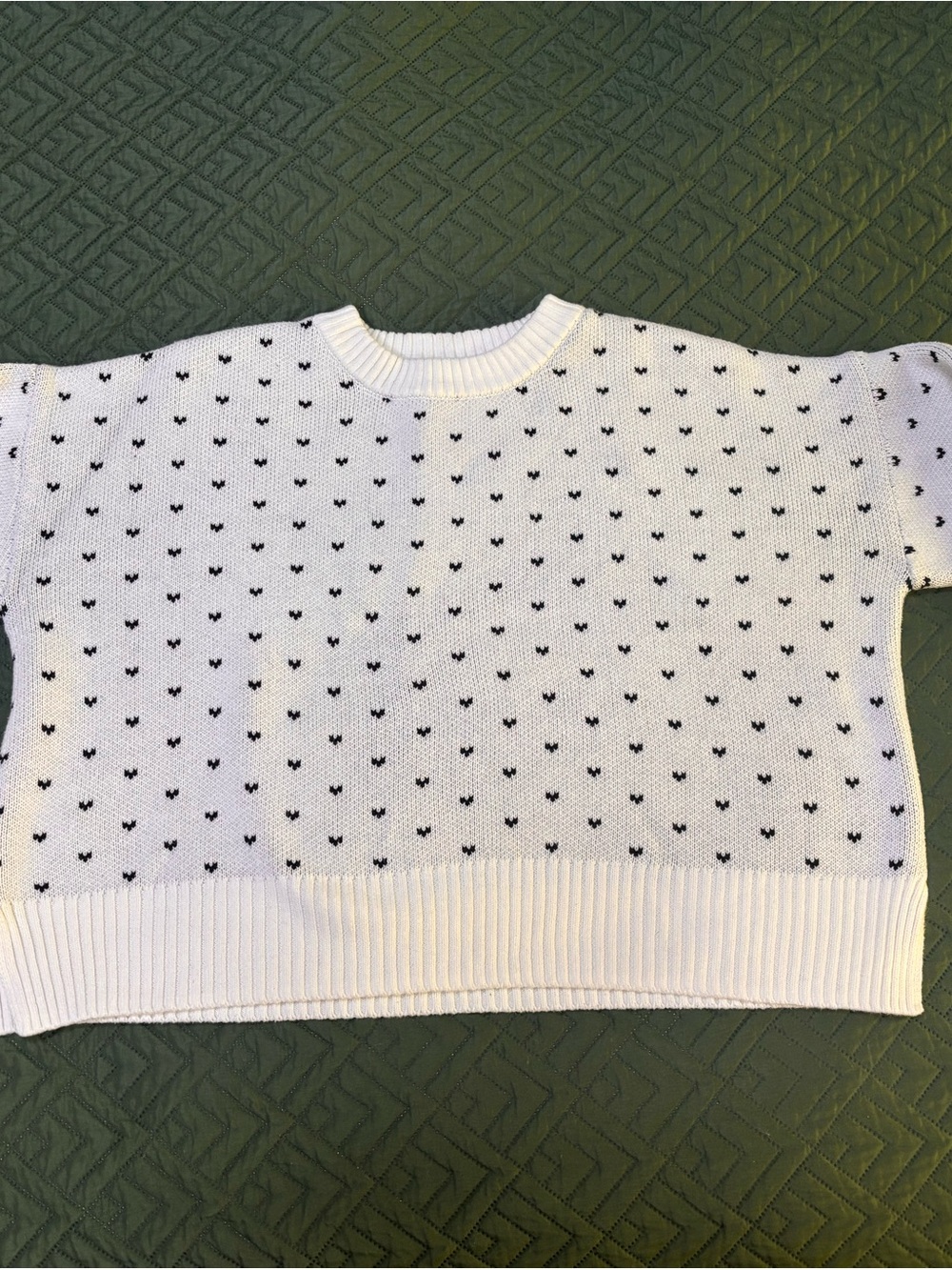 Francesca's Black and White Heart Knit Pullover